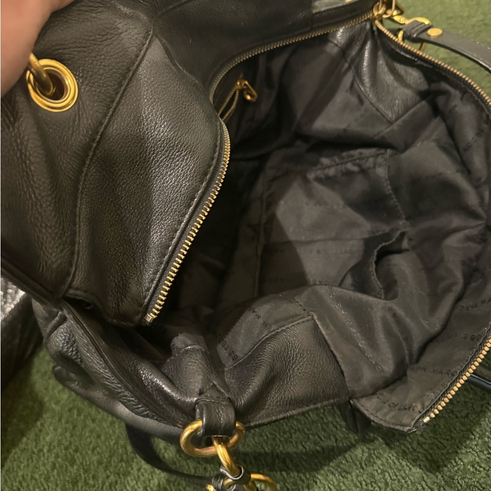 Marc Jacobs Pebbled Leather Double Handles Zipper Satchel Shoulder crossbody - Picture 12 of 17